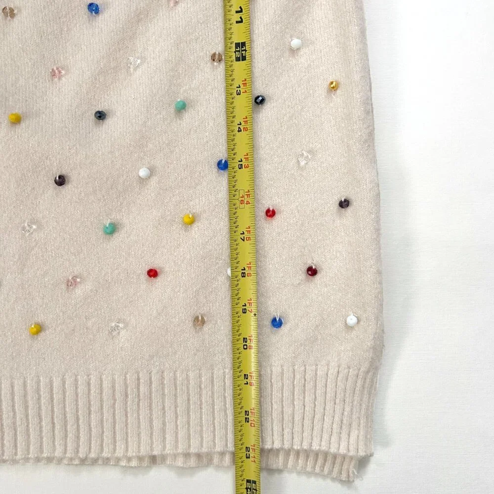 Springfield Knit Sweater Color Beaded Embellished Cottagecore Grandmacore Size S